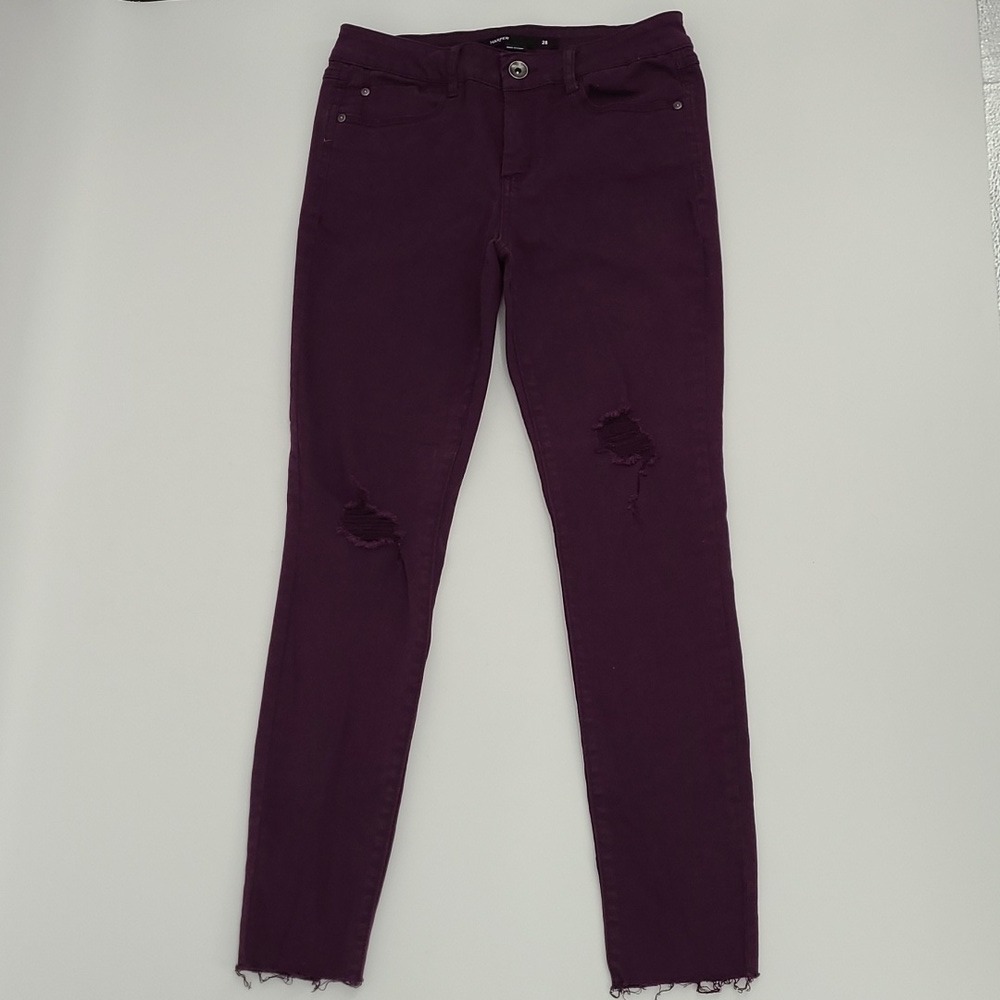 Harper Skinny Jeans Purple Distressed Raw Hem Size 28 J12930ANY